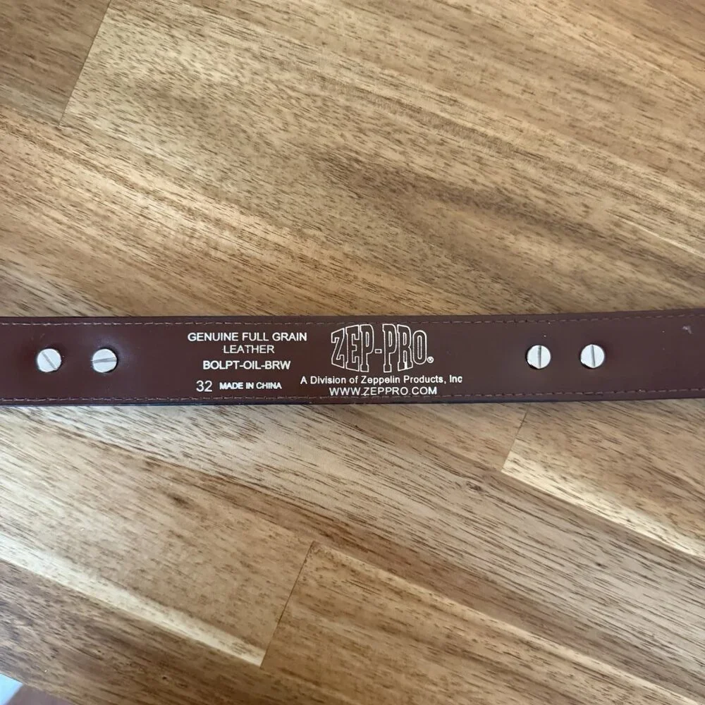 ZEP-PRO Belt Mens‎ Size 32 Brown Full Grain Leather Mississippi State University